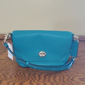Coach Leather Karlee Crossbody in IM/Teal